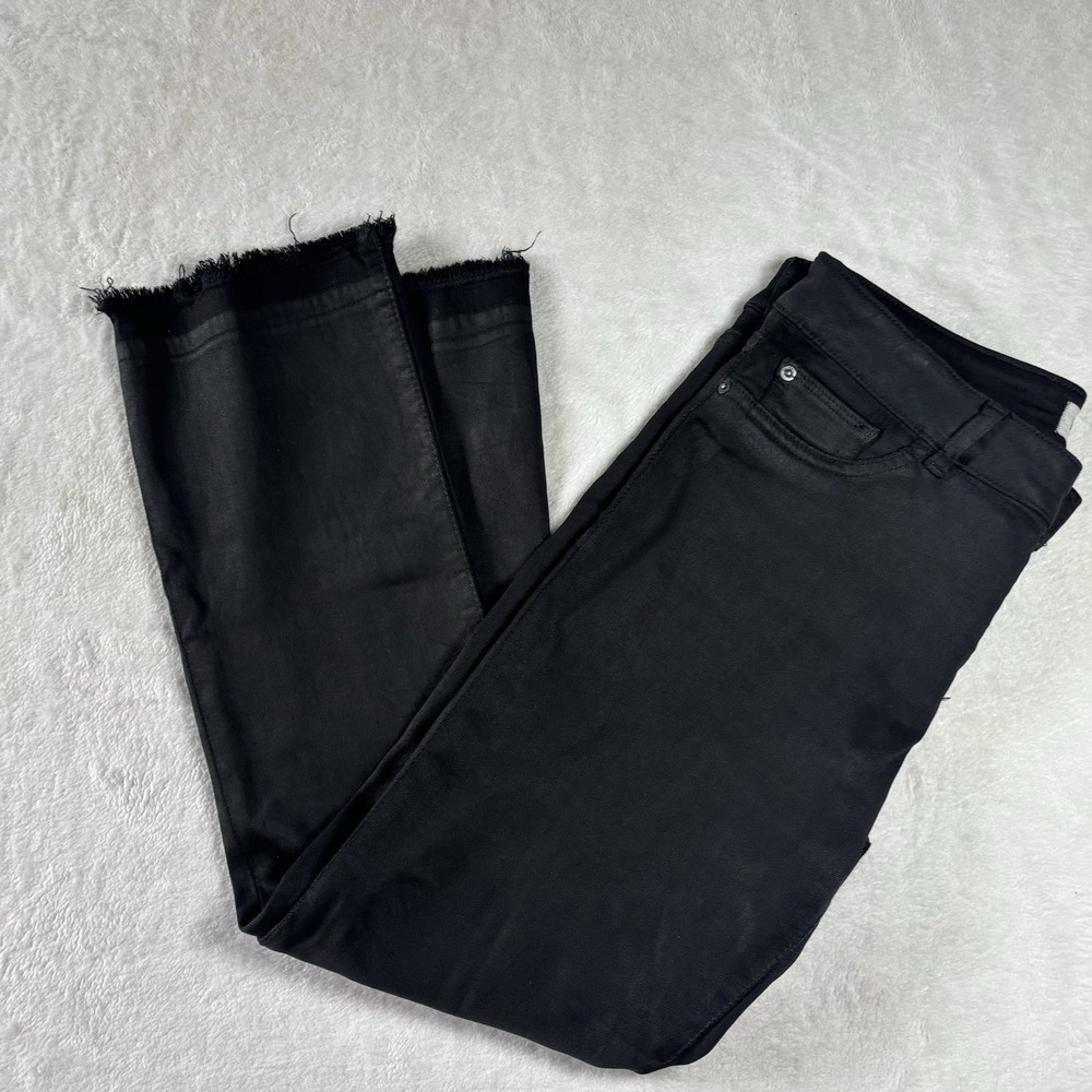 DL1961 Women's Black Coated Jeans Size 28 Stretch Lara Instasculp Cropped Flare